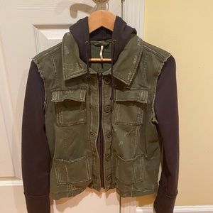 Free People Military Hoodie Jacket